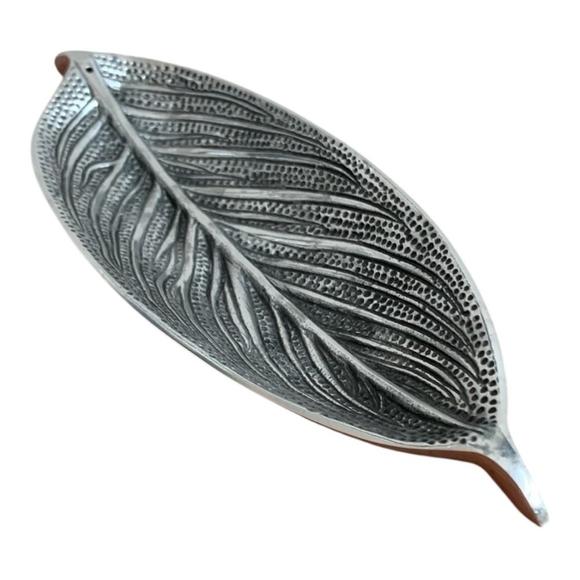 Leaf Serving Dish Footed Silver Metal Leaf Serving Bowl Platter Serveware - Picture 2 of 4